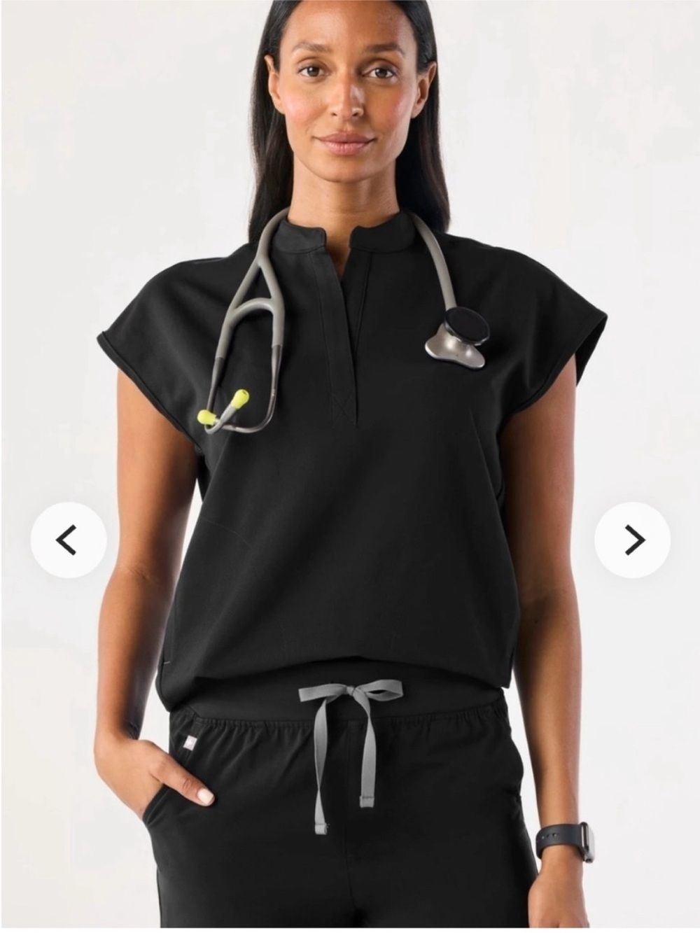 FIGS Rafaela Oversized Scrub Top Black Size Large